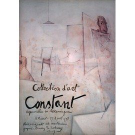 Constant Collection d'art 23.5" x 16.75" Poster 1978 Cubism Multicolor, White, Pink Pencil, Watercolor, Artist, Studio,