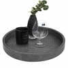 HofferRuffer Faux Leather Round Serving Tray, Vegan Croco Leather Decorative