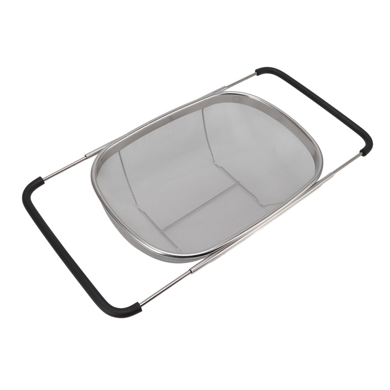 Over The Sink Colander Stainless Steel Telescopic Strainer Basket Rubber