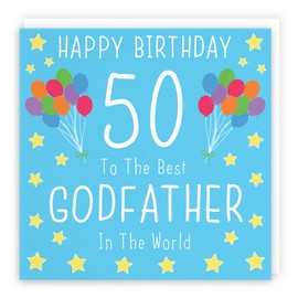 Hunts England - Godfather 50th Birthday Card - Happy Birthday - 50 - To The Best Godfather In The World - Iconic Collection