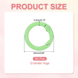 PATIKIL 1 in Spring O Ring, 50pcs O Ring Clip Keyring Clip Purse Clips Trigger Buckle Circle Metal Binder Snap Round for Handbags Straps Purse Shoulder Bag Hook Keychain, Light Green