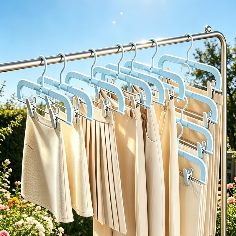 20 Pack Pants Hangers with Ribbed Grip, 13.5" Stackable Skirt