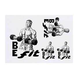 4 x 'Dynamic Dumbbell Lift' Temporary Tattoos - Water Resistant, Skin-Safe, Non-Toxic Transfers, Mixed Sizes (TO00073764)