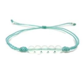 Sea Glass Bead Bracelet-Made from Recycled Glass Beads - Adjustable Waterproof Bracelets-Aqua Thread-Sea Glass Bracelets for Women-Mermaid Beach Bracelet