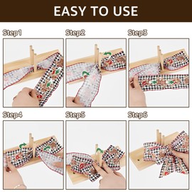 Kandishiex US Bow Maker Wooden Bow Making Tool Adjustable Wood Ribbon Bow Maker Portable Bow Tie Machine Lightweight Bow Maker Tool Practical Wreath Bow Maker for Christmas Holiday Decor DIY Craft(E)