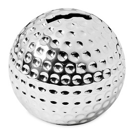 EDZARD Golf Ball Money Box (H 8 cm) Elegant Silver-Plated – Golfer Money Box as Accessories, Athletes Piggy Bank, Shiny Savings Bank and Silver Money Box