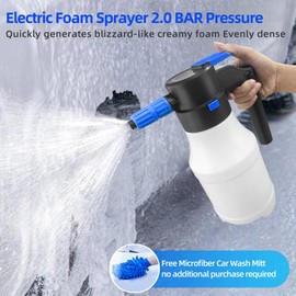 MFUZOP Electric Foam Sprayer with Wash Mitt, Battery Powered Foam Pump Sprayer for Car Washing, Cordless Car Wash Sprayer for Home Garden Car Detailing, 1.5L Pressure Sprayer with USB Charge