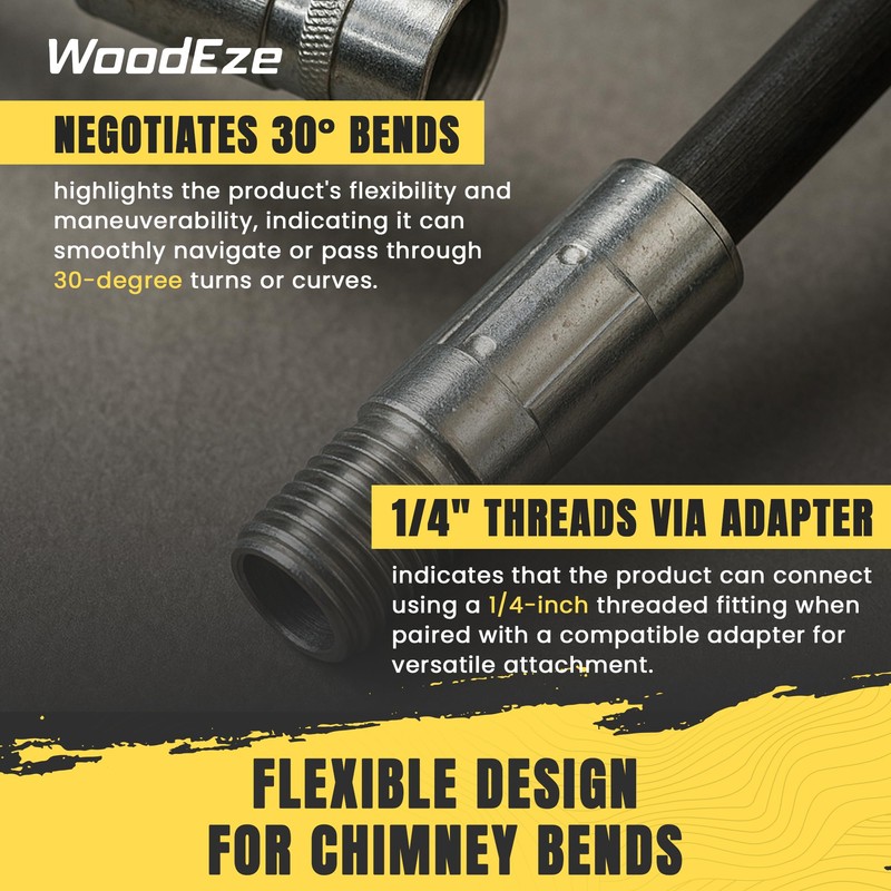 Heavy-Duty 6' Chimney Brush Extension Rod - Black .440 Diameter