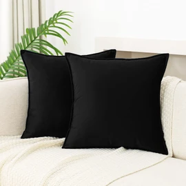 JIAHANNHA Velvet Black Throw Pillow Covers 18×18 Inches Pack of 2 Decorative Soft for Couch Sofa Bed Livingroom Office (YB)