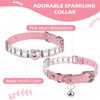 EXPAWLORER Cat Collar with Bells-Rhinestones Adjustable Soft Leather Cat Accessories,