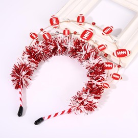 NVENF Football Headband Accessories for Women Game Day Headbands Football Cheer Mom Accessories Essentials Party Decors Game Day Outfits Gifts (Red White)