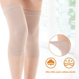 Alomejor Compression Knee Brace 2 Pack Breathable Ultra Thin Cotton Knee Brace Support for Sports