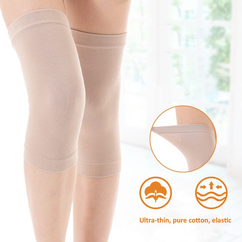 Alomejor Compression Knee Brace 2 Pack Breathable Ultra Thin Cotton