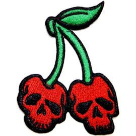 Love Never Die Cherry Skull Ghost Rockabilly Lady Biker Rider Hippie Punk Rock Heavy Metal Tatoo Jacket T-shirt Patch Sew Iron on Embroidered Applique Sign Badge