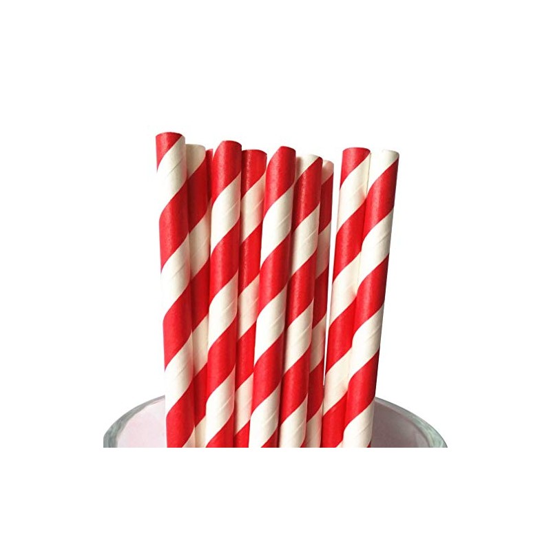 Paper Straws 30Pcs/50Pcs Pack Red and White Stripe Biodegradable Drinking,