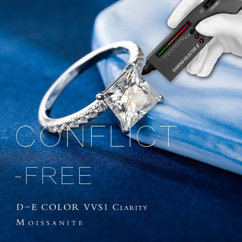 MOOSEA Promise Rings for Couples, Moissanite Travel Rings for Women