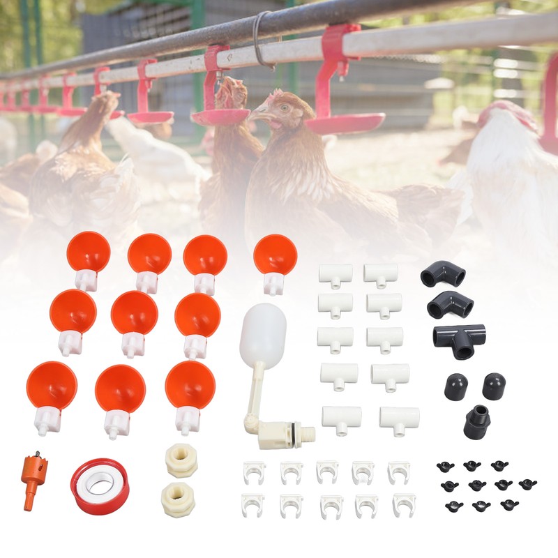 Pipeline Automatic Chicken Waterer Poultry Waterer Dispenser Water Feeder Kit