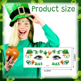 ALIBBON 10 Pieces St Patricks Day Face Tattoos Saint Patricks Day Shamrock Temporary Tattoos Face Stickers Green Clover Tattoos for St. Patrick's Day Parade Irish Party Favors Supplies