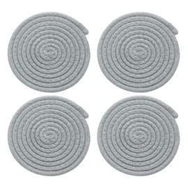 sourcing map 4 Pcs Round Braided Placemats, 5.9" Woven Placemats Kitchen Table Place Mats for Farmhouse Decor, Kitchen Countertops, Table, Home Decor (Gray)