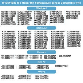W10511923 Ice Maker Bin Temperature Sensor Compatible with Whirlpool KitchenAid Kenmore Ice Maker Refrigerator Replace WPW10511923 AP6022509 3021097 PS11755842 Refrigerator Ice Machine Bin Thermistor