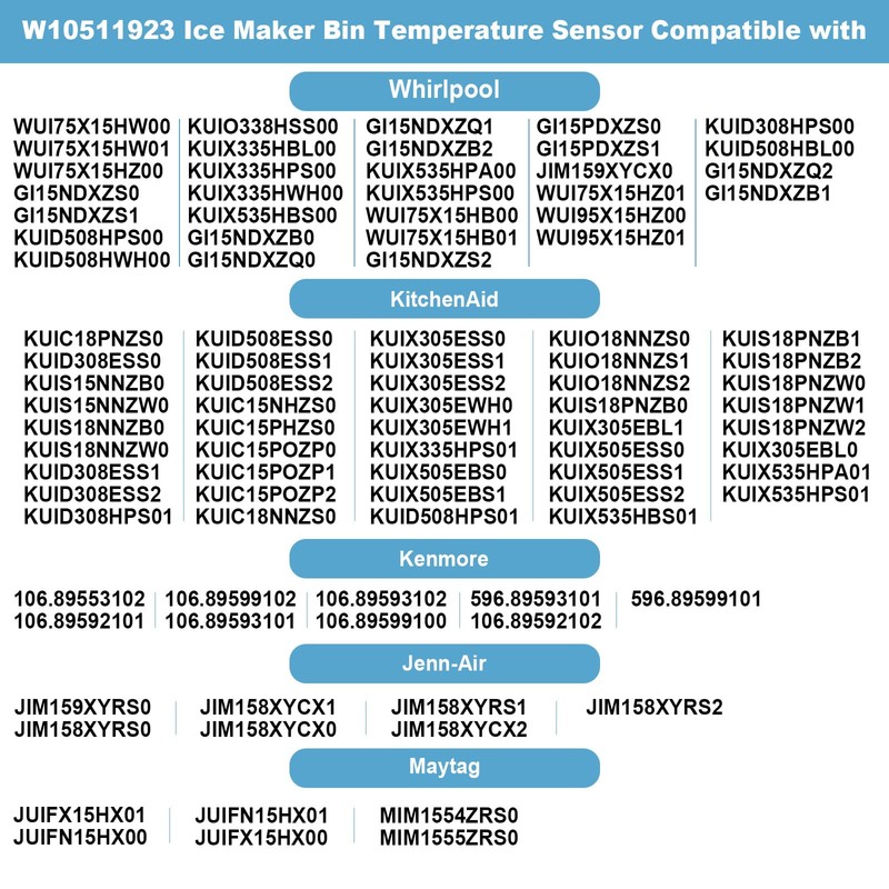 W10511923 Ice Maker Bin Temperature Sensor Compatible with Whirlpool KitchenAid