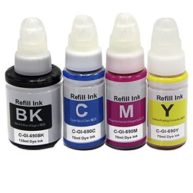 ExtraPrint 4-Pack Compatible Refill Ink for Canon GI-690 GI690 - Generic Ink Bottles [BK+C+M+Y] for PIXMA G2600 G3610 G4610 G3600 G4600 - MegaTank Ink Refills