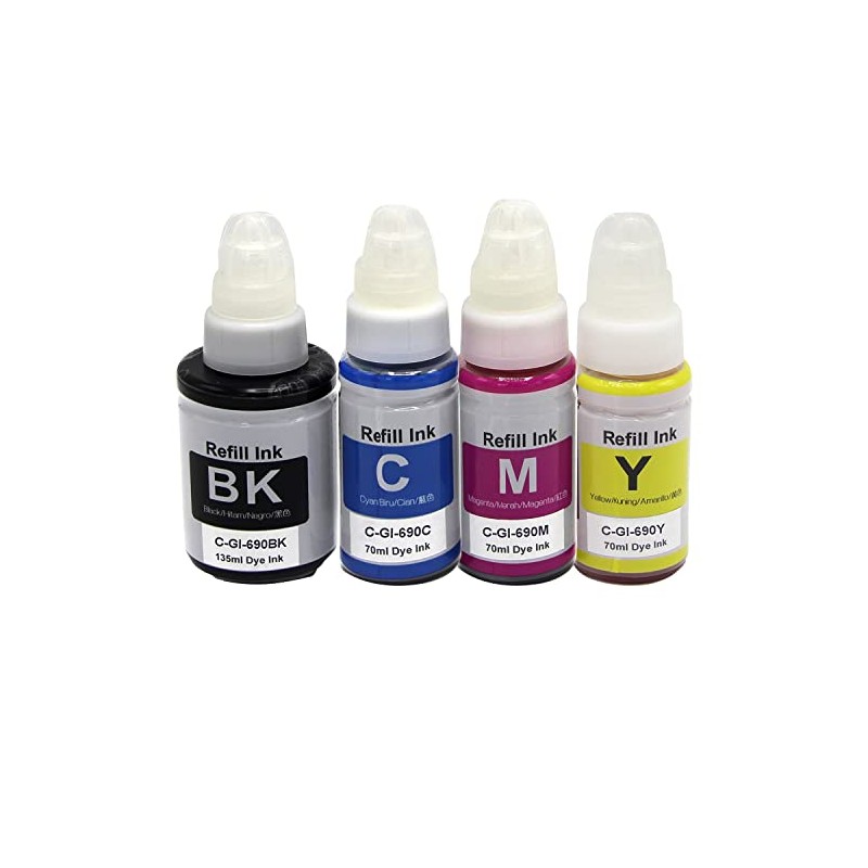ExtraPrint 4-Pack Compatible Refill Ink for Canon GI-690 GI690 -
