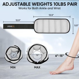 APEXUP 10lbs/Pair Adjustable Ankle Weights for Women and Men, Modularized Leg Weight Straps for Yoga, Walking, Running, Aerobics, Gym (Grey)