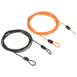 PATIKIL Security Steel Cable 2.5mm x 2m/6.56ft Coated Luggage Lock Wire Rope with Double Loop Black, Orange 2 Pack