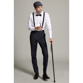 Gionforsy Old Man Costume Accessories Set Grandpa Accessories Set 1920s Mens Gatsby Gangster Costume with Newsboy Hat (Black Newsboy Hat)