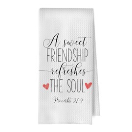 BlissfulAbon Christian Friendship Kitchen Towels - Religious Gifts for Women Waffle Weave Decorative Dish Towels, Gifts for Friends Women Hand Towel, Friendship Tea Towel, 16x24 Inches