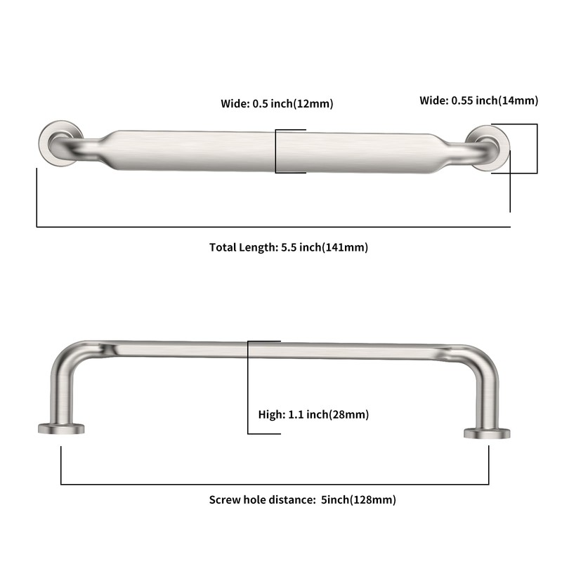 Asidrama 10 Pack 5 Inch(128mm) Brushed Satin Nickel Kitchen Cabinet
