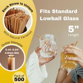 HAY! Straws® 5” Cocktail Straws | 500ct Disposable Natural Wheat Stem Straws | 100% Biodegradable, Compostable | Never Soggy, Neutral Taste | Durable, Gluten-Free, Plastic-Free