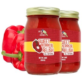 Green Jay Gourmet Relish - Sweet Pepper Relish - Red Bell Pepper Relish & Spread - USA Made - For Burgers Hot Dogs, Sandwiches & More - Gluten-Free, No MSG & Small-Batch - 2 x 16 Ounces