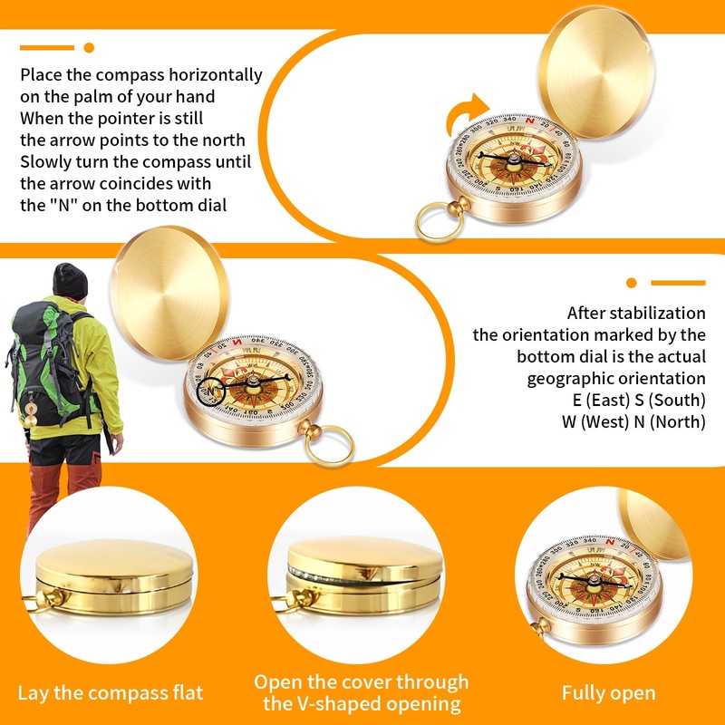 Children's Compass, Outdoor Pocket Compass, Portable Compass, Hiking Compass with