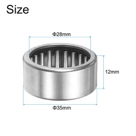 sourcing map HK2816 Needle Roller Bearings Open End, 28x35x12mm Chrome Steel Needle Bearing, P5 (ABEC 5)