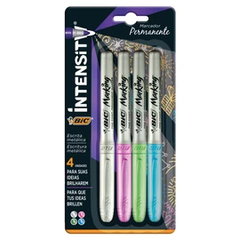 BIC Marcador Permanente Metallic Punto Fino Grip Ergonómico Marking Punta Resistente Surtido de Colores 4 Piezas