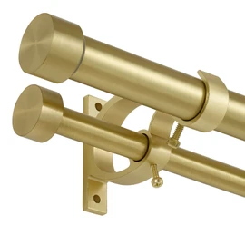 Lwiiom Brass Double Curtain Rods 72 to 144 Inches (6-12 Feet),1-Inches Front and 5/8 Inches Back Adjustable End Cap Double Window Drapery Rod for Drapes and Curtains