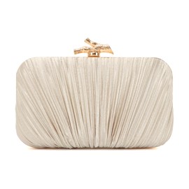 Syrads Clutch Handbag for Women Evening Bag Pleated Clutch Bag with Chain for Wedding Party, gold