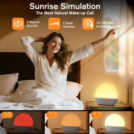 Sunrise Alarm Clock Wake Up Light, Kids Digital Alarm Clocks Bedside Dimmable Night Light Lamp 12 Colors,White Noise Machine 30 Soothing Sounds,Timer, Snooze,Alarm Clocks for Heavy Sleepers Bedroom