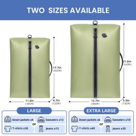 BAGAIL TPU Vacuum Bag for Travel, Reusable Compression Bag with IPX8 Waterproof Zipper, Save Space for Suitcase, Backpack and Carry on (Green, ExtraLarge, No Pump)