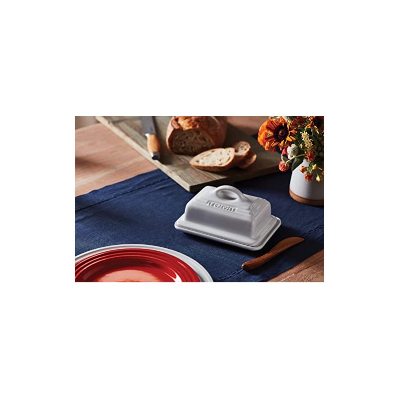 Le Creuset Stoneware European Butter Dish, White