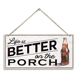 Front Back Porch Patio Decor, Farmhouse Home Decor, Garden Backyard Deck Bar Decoration, Summer Wooden Door Decoration, Life Is Better on The Porch