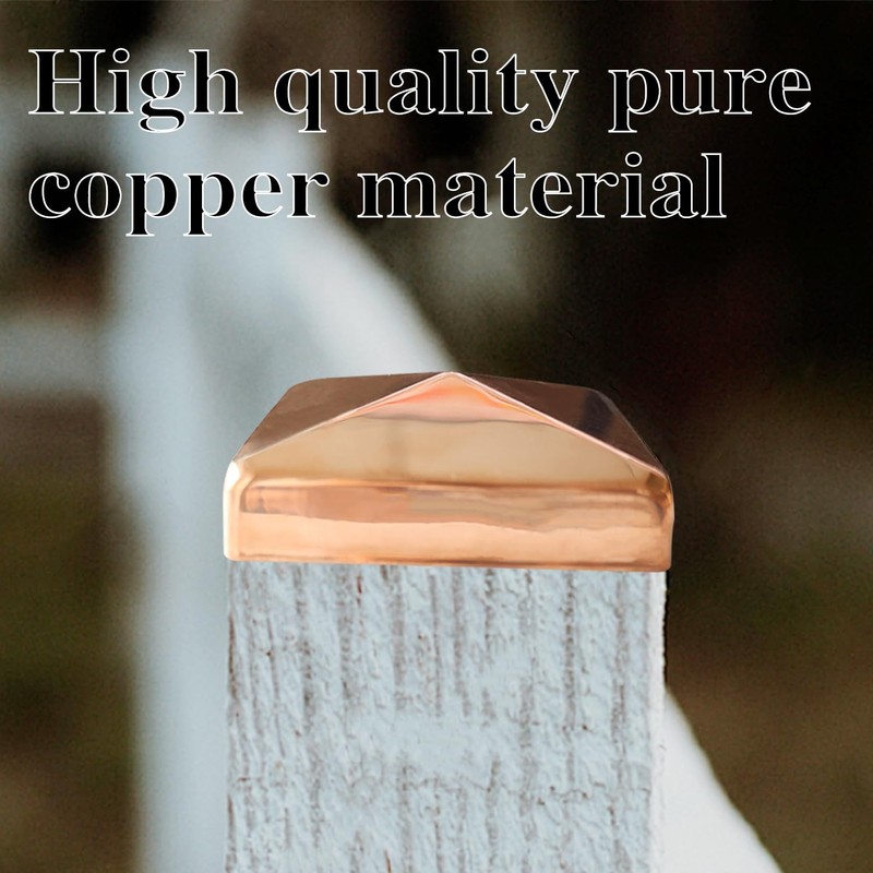 4 Pcs Copper Fence Post Caps with Screw, 4x4''(Actual 3.5x3.5'')