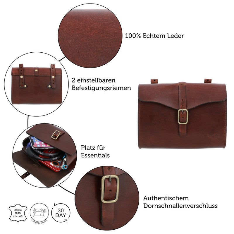 Gusti Saddle Bag Leather Handlebar Bag Leather Anti-Theft Bicycle Tool