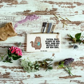 Mr. & Mrs. Panda Make-Up Bag Cat Tin, White, Hand Drawn