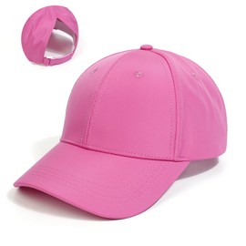 DANMY Kids Baseball Hat Visor, Little Girl Sun Protection Hat with Ponytail Hole, UPF 50+ Sun Hat for Girls, Ages 2-8, Pink