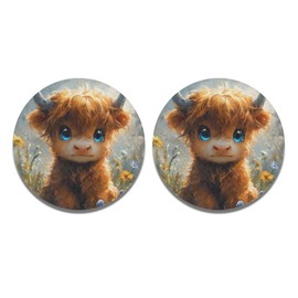 XYZCANDO Yak 2PCS Car Cup Coaster 2.8 Inch Auto Car Cup Holder Insert Coasters Anti-Slip Drink Car Cup Mat, Universal Vehicle Interior Accessories for Women Gift for Holiday