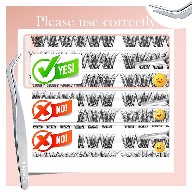 Self Adhesive Eyelashes, 112Pcs Clear Band Lash Clusters, Wipsy Pre-Glued