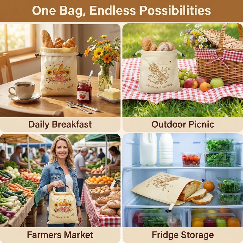 YOJO 2 Pack Reusable Beeswax Bread Bags for Sourdough, 17x13"